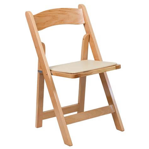 tan folding chairs|Natural Wood Folding Chair with Tan Vinyl Padded Seat